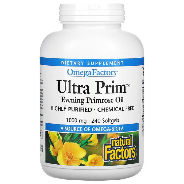 Natural Factors, OmegaFactors, Ultra Prim, Evening Primrose Oil, 1000 mg, 240 Softgels 1 Natural Factors, OmegaFactors, Ultra Prim, Evening Primrose Oil, 1000 mg, 240 Softgels