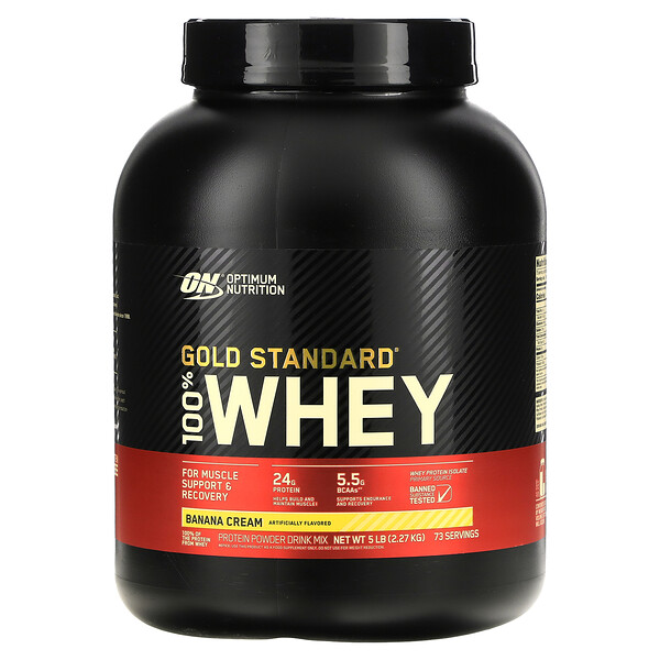 Optimum Nutrition, Gold Standard, 100% Whey, Banana Cream, 5 lb (2 Optimum Nutrition, Gold Standard, 100% Whey, Banana Cream, 5 lb (2.27 kg)