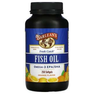 Barlean's, Fresh Catch, Fish Oil Supplement, Omega-3 EPA/DHA, Orange, 250 Softgels