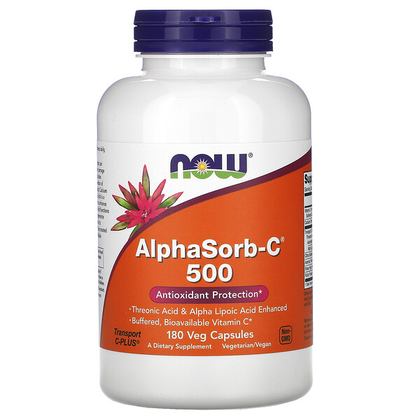 NOW Foods, AlphaSorb-C 500, 180 Veg Capsules 1 NOW Foods, AlphaSorb-C 500, 180 Veg Capsules