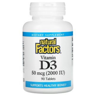 Natural Factors, Vitamin D3, 50 mcg (2,000 IU), 90 Tablets