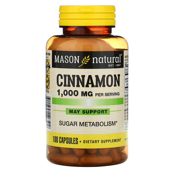 Mason Natural, Cinnamon, 500 mg, 100 Capsules 1 Mason Natural, Cinnamon, 500 mg, 100 Capsules