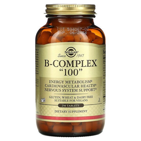 Solgar, B-Complex "100", 250 Tablets 1 Solgar, B-Complex "100", 250 Tablets