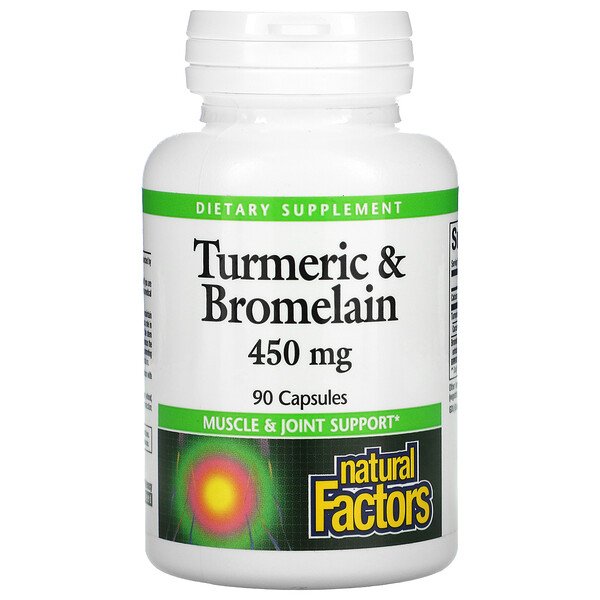 Natural Factors, Turmeric & Bromelain, 450 mg, 90 Capsules 1 Natural Factors, Turmeric & Bromelain, 450 mg, 90 Capsules