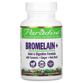 Paradise Herbs, Bromelain+, 60 Vegetarian Capsules