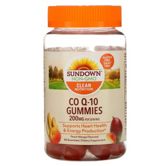 Sundown Naturals, Co Q-10 Gummies, Peach Mango Flavored, 100 mg, 50 Gummies