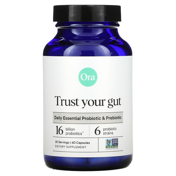 Ora, Trust Your Gut, Daily Essential Probiotic & Prebiotic, 16 Billion, 60 Capsules 1 Ora, Trust Your Gut, Daily Essential Probiotic & Prebiotic, 16 Billion, 60 Capsules