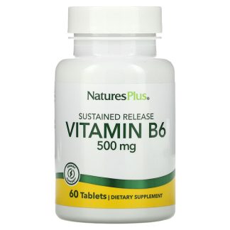 NaturesPlus, Vitamin B6, Sustained Release, 500 mg, 60 Tablets