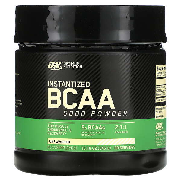 Optimum Nutrition, Instantized BCAA 5000 Powder, Unflavored, 12 Optimum Nutrition, Instantized BCAA 5000 Powder, Unflavored, 12.16 oz (345 g)