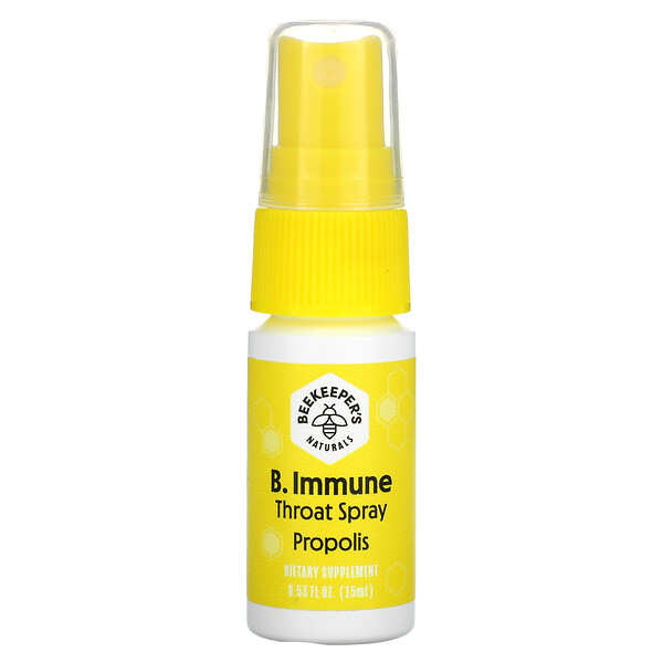 Beekeeper's Naturals, B. Immune, Propolis Throat Spray, 0.53 fl oz (15 ml)