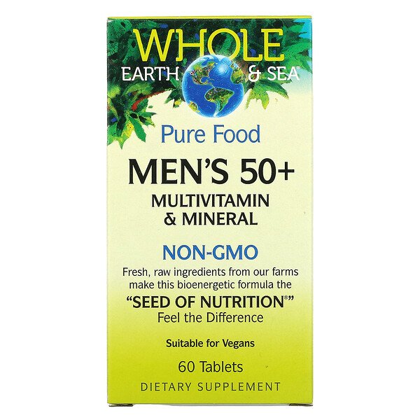 Natural Factors, Whole Earth & Sea, Men's 50+ Multivitamin & Mineral, 60 Tablets 1 Natural Factors, Whole Earth & Sea, Men's 50+ Multivitamin & Mineral, 60 Tablets