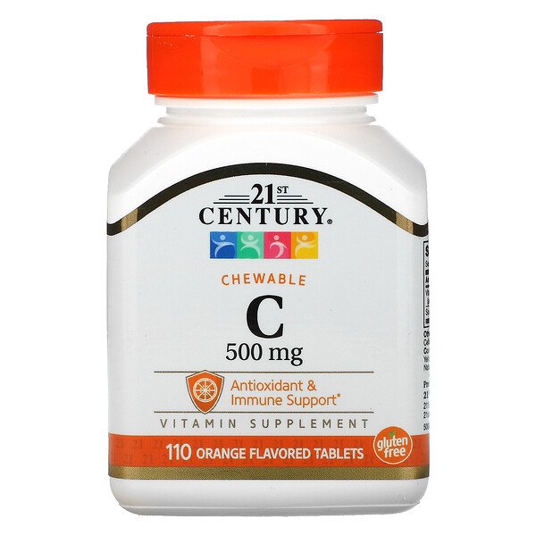 21st Century, Chewable C, Orange Flavor, 500 mg, 110 Tablets 1 21st Century, Chewable C, Orange Flavor, 500 mg, 110 Tablets