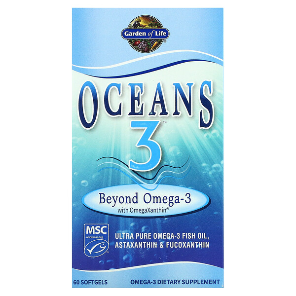 Garden of Life, Oceans 3, Beyond Omega-3 with OmegaXanthin, 60 Softgels 1 Garden of Life, Oceans 3, Beyond Omega-3 with OmegaXanthin, 60 Softgels