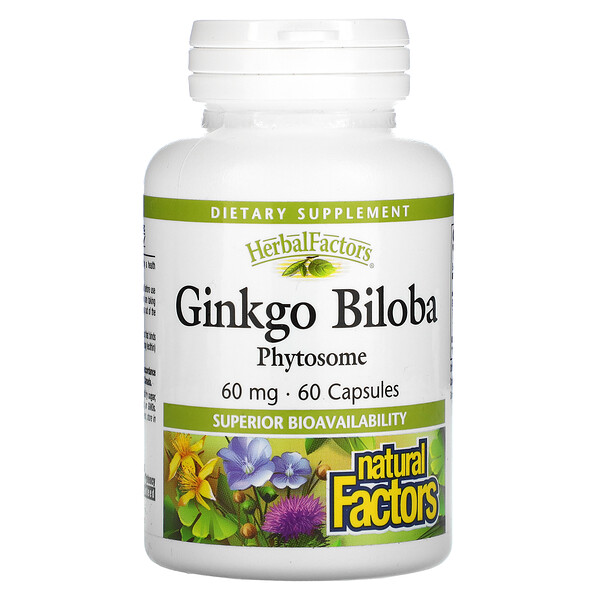 Natural Factors, Ginkgo Biloba, Phytosome, 60 mg, 60 Capsules 1 Natural Factors, Ginkgo Biloba, Phytosome, 60 mg, 60 Capsules
