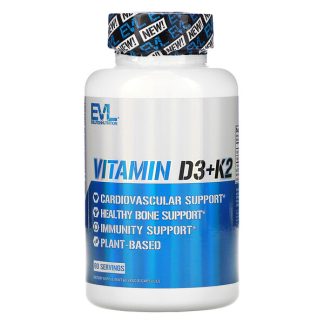 EVLution Nutrition, Vitamin D3+K2, 60 Veggie Capsules