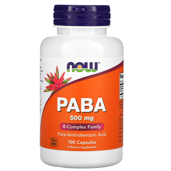 NOW Foods, PABA, 500 mg, 100 Capsules 1 NOW Foods, PABA, 500 mg, 100 Capsules