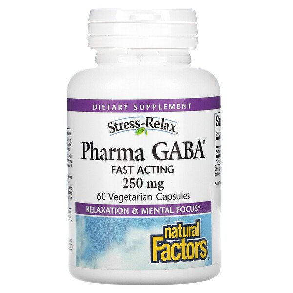 Natural Factors, Stress-Relax, Pharma GABA, 250 mg, 60 Vegetarian Capsules 1 Natural Factors, Stress-Relax, Pharma GABA, 250 mg, 60 Vegetarian Capsules