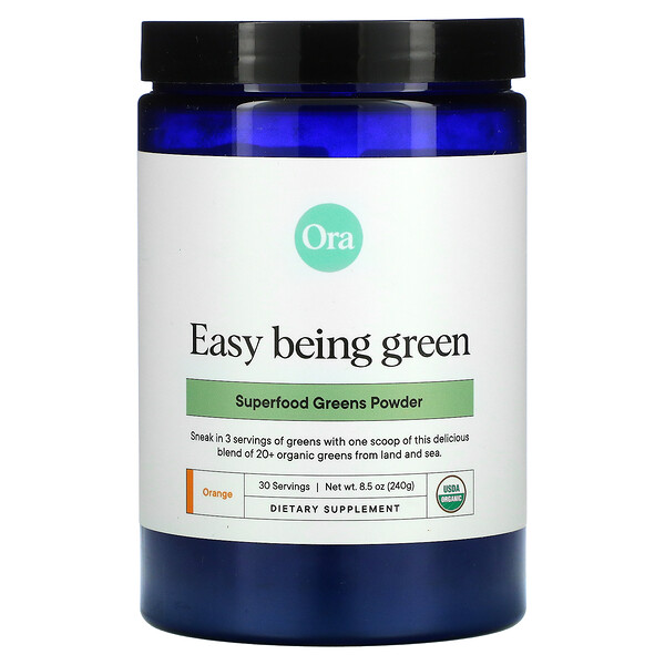 Ora, Easy Being Green, Superfood Greens Powder, Orange, 8 Ora, Easy Being Green, Superfood Greens Powder, Orange, 8.5 (240 g)