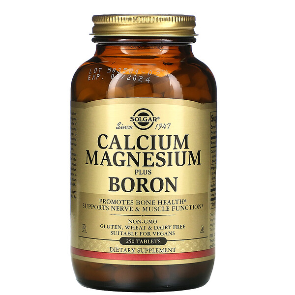 Solgar, Calcium Magnesium Plus Boron, 250 Tablets 1 Solgar, Calcium Magnesium Plus Boron, 250 Tablets