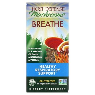 Fungi Perfecti, Host Defense Mushrooms, Breathe, Healthy Respiratory Support, 60 Vegetarian Capsules