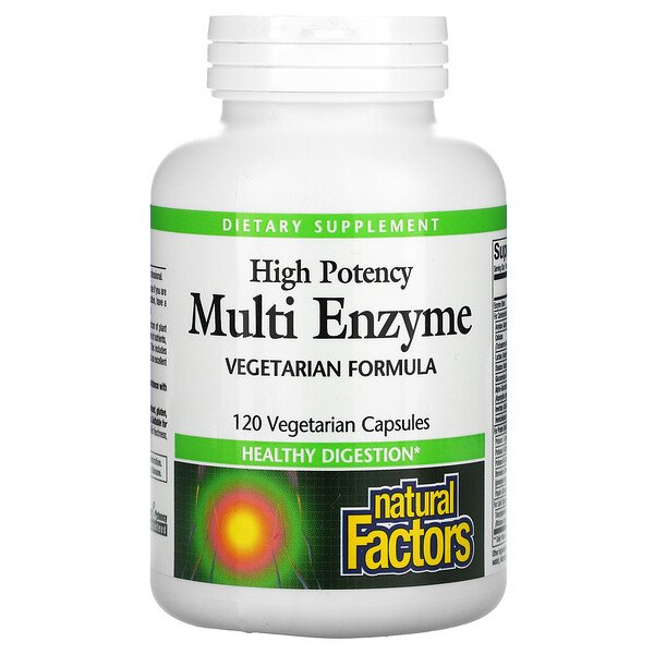 Natural Factors, High Potency, Multi Enzyme, 120 Vegetarian Capsules 1 Natural Factors, High Potency, Multi Enzyme, 120 Vegetarian Capsules