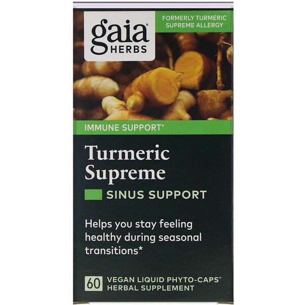 Gaia Herbs, Turmeric Supreme, Sinus Support, 60 Vegan Liquid Phyto-Caps 1 Gaia Herbs, Turmeric Supreme, Sinus Support, 60 Vegan Liquid Phyto-Caps