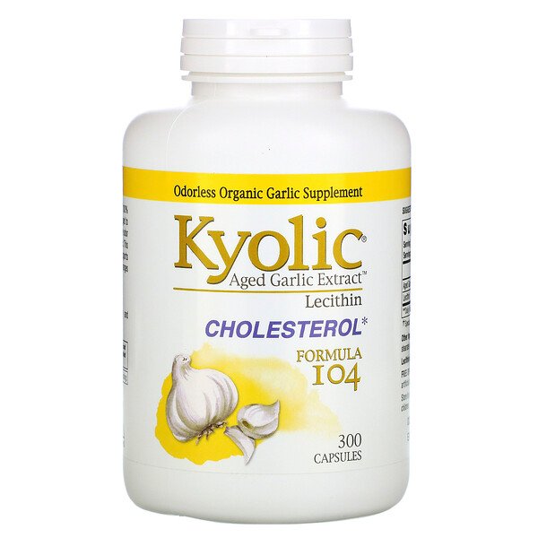 Kyolic, Aged Garlic Extract with Lecithin, Cholesterol Formula 104, 300 Capsules 1 Kyolic, Aged Garlic Extract with Lecithin, Cholesterol Formula 104, 300 Capsules