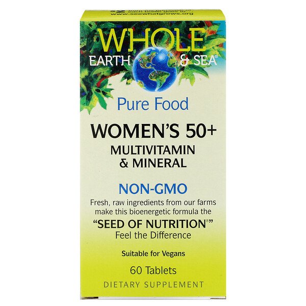 Natural Factors, Whole Earth & Sea, Women's 50+ Multivitamin & Mineral, 60 Tablets 1 Natural Factors, Whole Earth & Sea, Women's 50+ Multivitamin & Mineral, 60 Tablets
