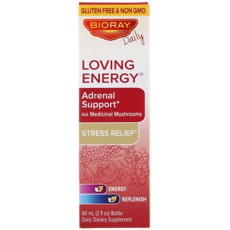 Bioray, Loving Energy, Adrenal Support with Medical Mushrooms, Alcohol Free, 2 fl oz (60 ml)