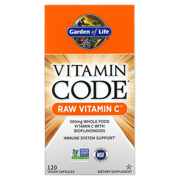 Garden of Life, Vitamin Code, RAW Vitamin C, 250 mg, 120 Vegan Capsules 1 Garden of Life, Vitamin Code, RAW Vitamin C, 250 mg, 120 Vegan Capsules