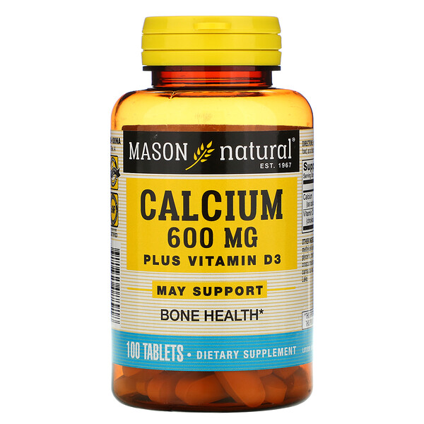 Mason Natural, Calcium Plus Vitamin D3, 600 mg, 100 Tablets 1 Mason Natural, Calcium Plus Vitamin D3, 600 mg, 100 Tablets
