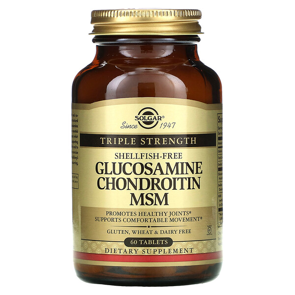 Solgar, Glucosamine Chondroitin MSM, Triple Strength, 60 Tablets 1 Solgar, Glucosamine Chondroitin MSM, Triple Strength, 60 Tablets