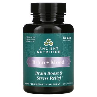 Dr. Axe / Ancient Nutrition, Brain + Mood, Brain Boost & Stress Relief, 60 Capsules