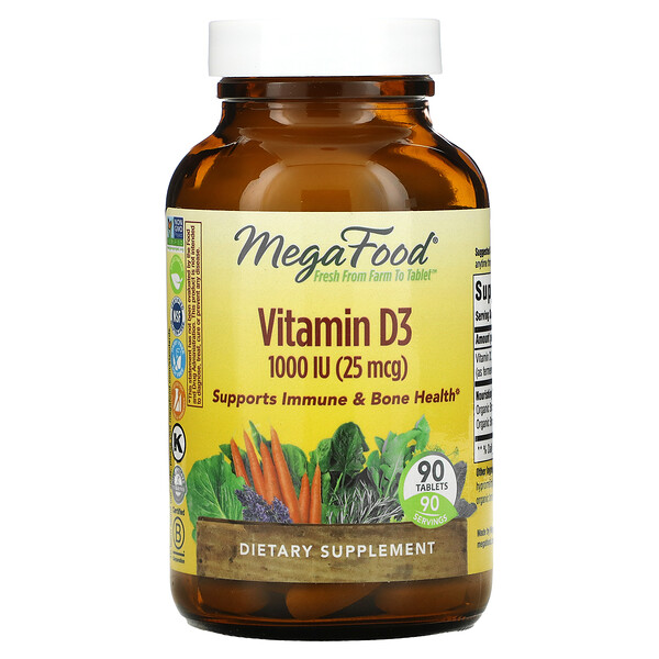 MegaFood, Vitamin D3, 1,000 IU (25 mcg), 90 TabletsSingapore