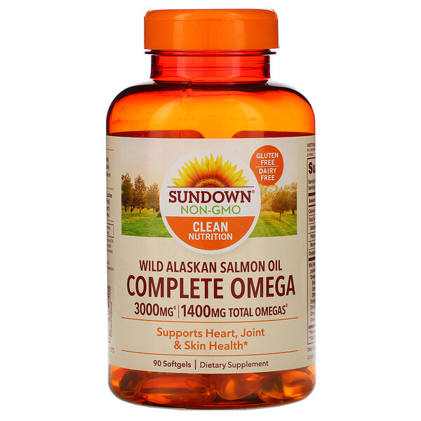 Sundown Naturals, Complete Omega, Wild Alaskan Salmon Oil, 1,400 mg, 90 Softgels 1 Sundown Naturals, Complete Omega, Wild Alaskan Salmon Oil, 1,400 mg, 90 Softgels