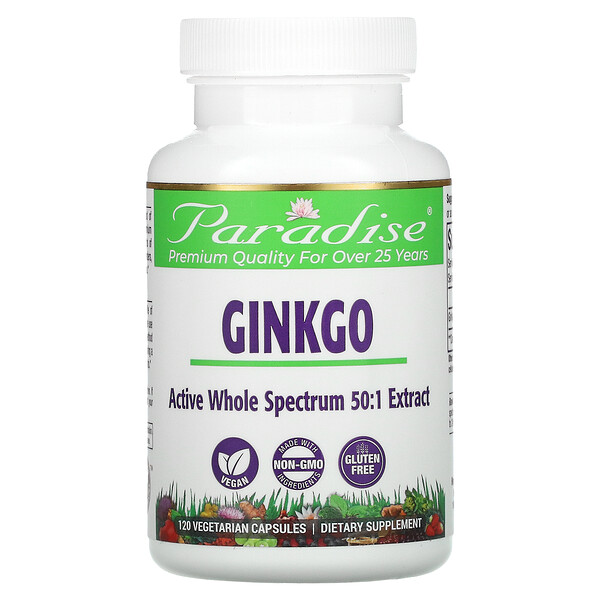 Paradise Herbs, Ginkgo, 120 Vegetarian Capsules 1 Paradise Herbs, Ginkgo, 120 Vegetarian Capsules