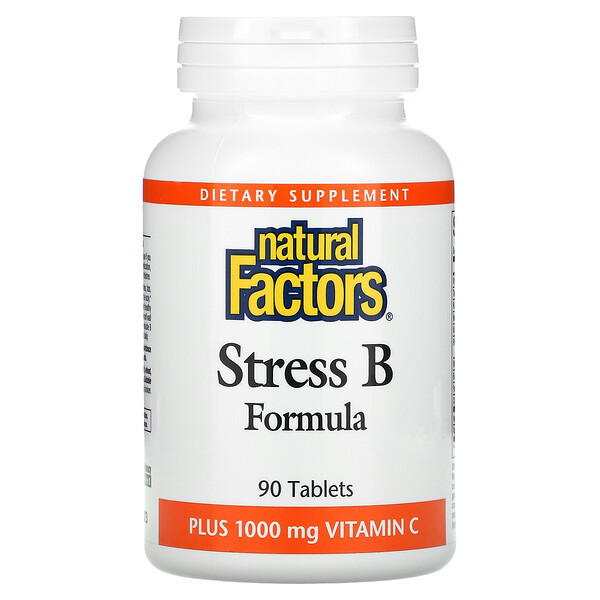 Natural Factors, Stress B Formula, Plus 1,000 mg Vitamin C, 90 Tablets 1 Natural Factors, Stress B Formula, Plus 1,000 mg Vitamin C, 90 Tablets