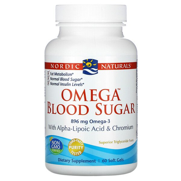 Nordic Naturals, Omega Blood Sugar, 448 mg, 60 Soft Gels 1 Nordic Naturals, Omega Blood Sugar, 448 mg, 60 Soft Gels