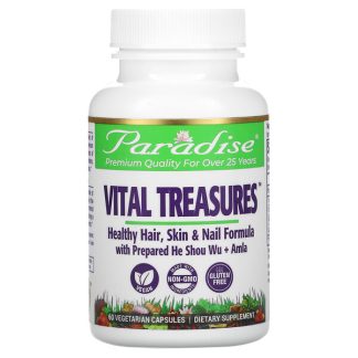Paradise Herbs, Vital Treasures, Hair, Skin & Nails, 60 Vegetarian Capsules