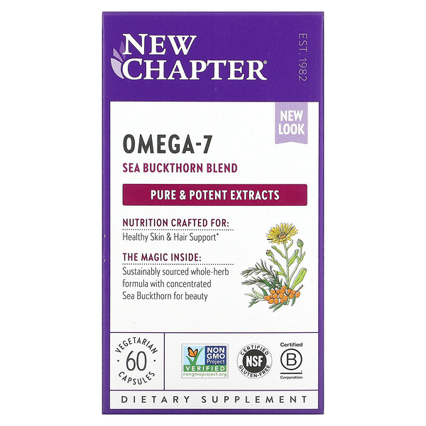 New Chapter, Omega-7 Sea Buckthorn Blend, 60 Vegetarian Capsules 1 New Chapter, Omega-7 Sea Buckthorn Blend, 60 Vegetarian Capsules