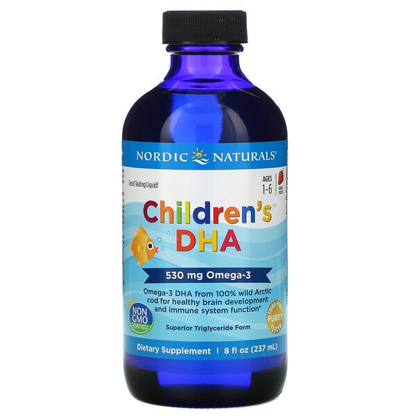 Nordic Naturals, Children's DHA, Ages 1-6, Strawberry, 530 mg, 8 fl oz (237 ml) 1 Nordic Naturals, Children's DHA, Ages 1-6, Strawberry, 530 mg, 8 fl oz (237 ml)