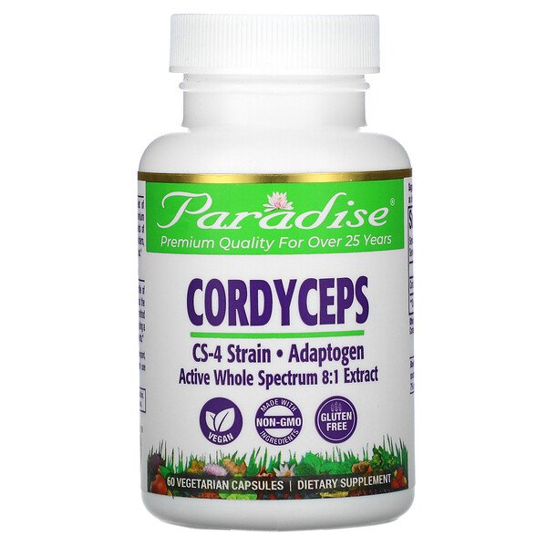 Paradise Herbs, CS-4 Strain, Cordyceps, 60 Vegetarian Capsules 1 Paradise Herbs, CS-4 Strain, Cordyceps, 60 Vegetarian Capsules