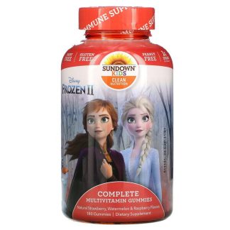 Sundown Naturals Kids, Complete Multivitamin Gummies, Disney Frozen II, Natural Strawberry, Watermelon & Raspberry Flavors, 180 Gummies