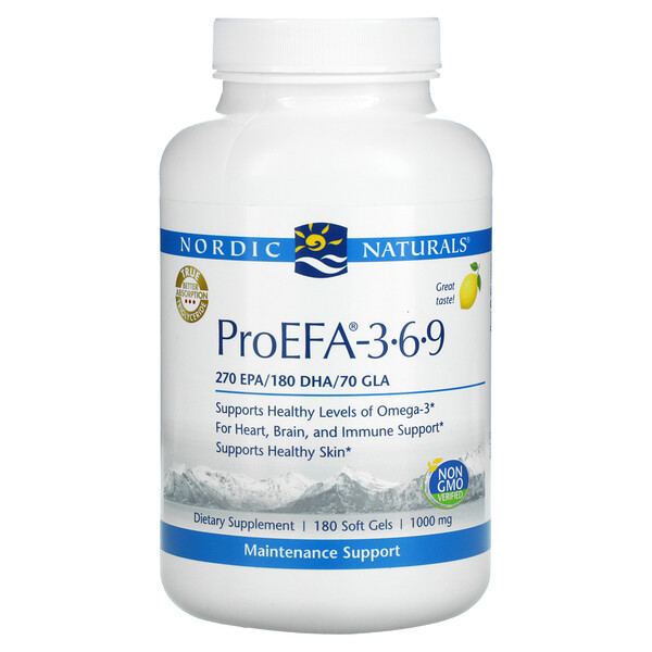 Nordic Naturals, ProEFA - 3-6-9, Lemon , 1,000 mg, 180 Softgels 1 Nordic Naturals, ProEFA - 3-6-9, Lemon , 1,000 mg, 180 Softgels