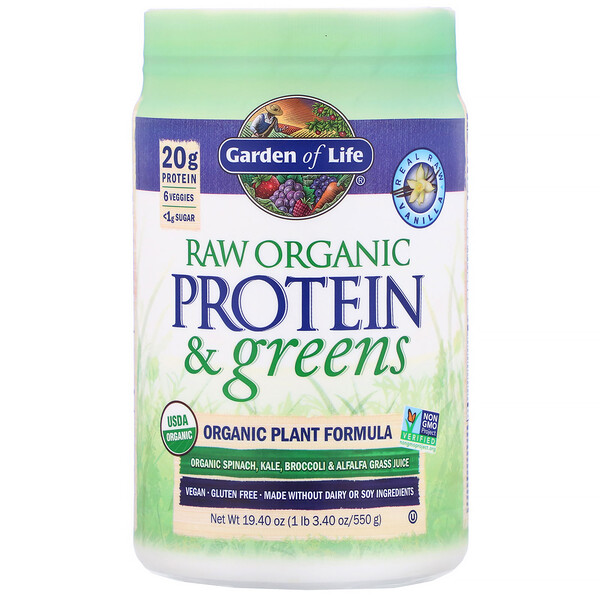 Garden of Life, RAW Protein & Greens, Organic Plant Formula, Vanilla, 19 Garden of Life, RAW Protein & Greens, Organic Plant Formula, Vanilla, 19.40 oz (550 g)