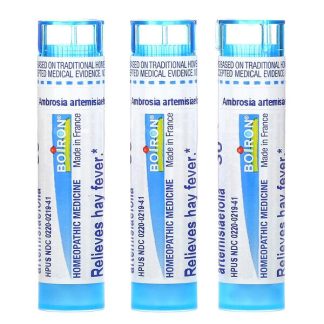Boiron, Ambrosia, Allergy Relief, Meltaway Pellets, 3 Tubes, 80 Pellets Each