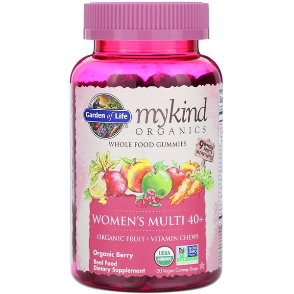 Garden of Life, MyKind Organics, Women's Multi 40+, Organic Berry, 120 Vegan Gummy Drops 1 Garden of Life, MyKind Organics, Women's Multi 40+, Organic Berry, 120 Vegan Gummy Drops