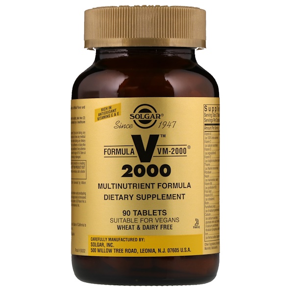 Solgar, Formula VM-2000, Multinutrient Formula, 90 Tablets 1 Solgar, Formula VM-2000, Multinutrient Formula, 90 Tablets