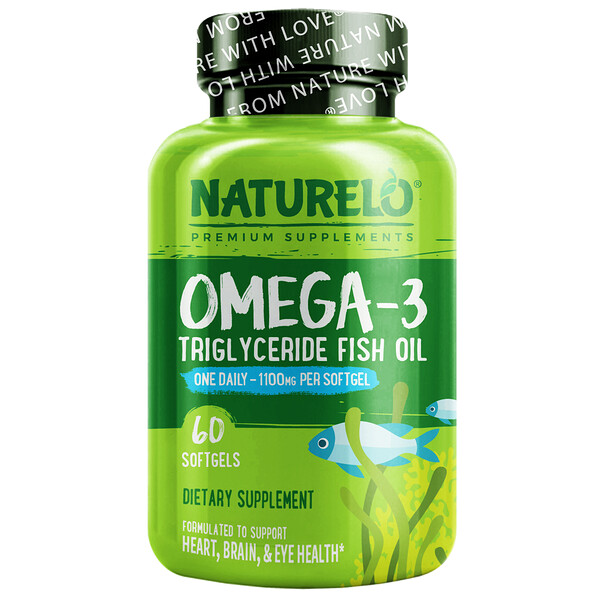 NATURELO, Omega-3, Triglyceride Fish Oil, 1,100 mg, 60 Softgels 1 NATURELO, Omega-3, Triglyceride Fish Oil, 1,100 mg, 60 Softgels