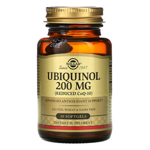 Solgar, Ubiquinol (Reduced CoQ10), 200 mg, 30 Softgels 1 Solgar, Ubiquinol (Reduced CoQ10), 200 mg, 30 Softgels